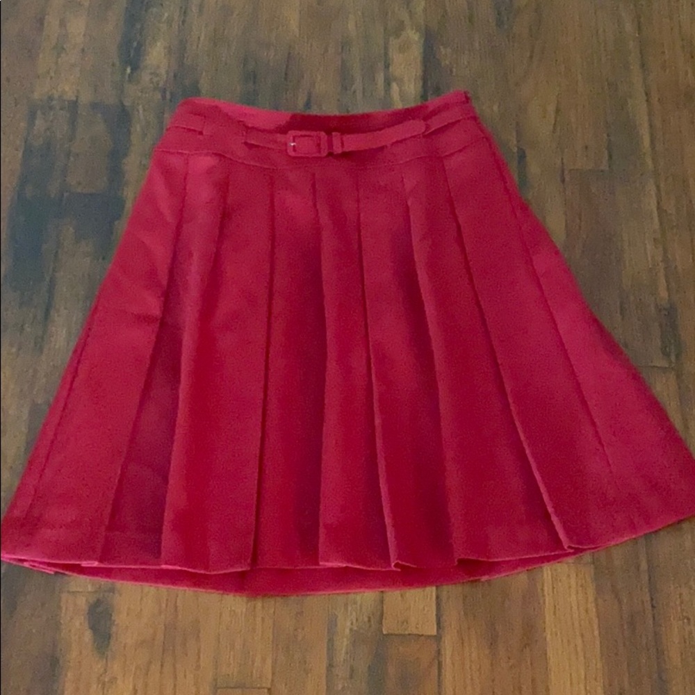 Semantiks Ruby Red Belted Pleated Skirt